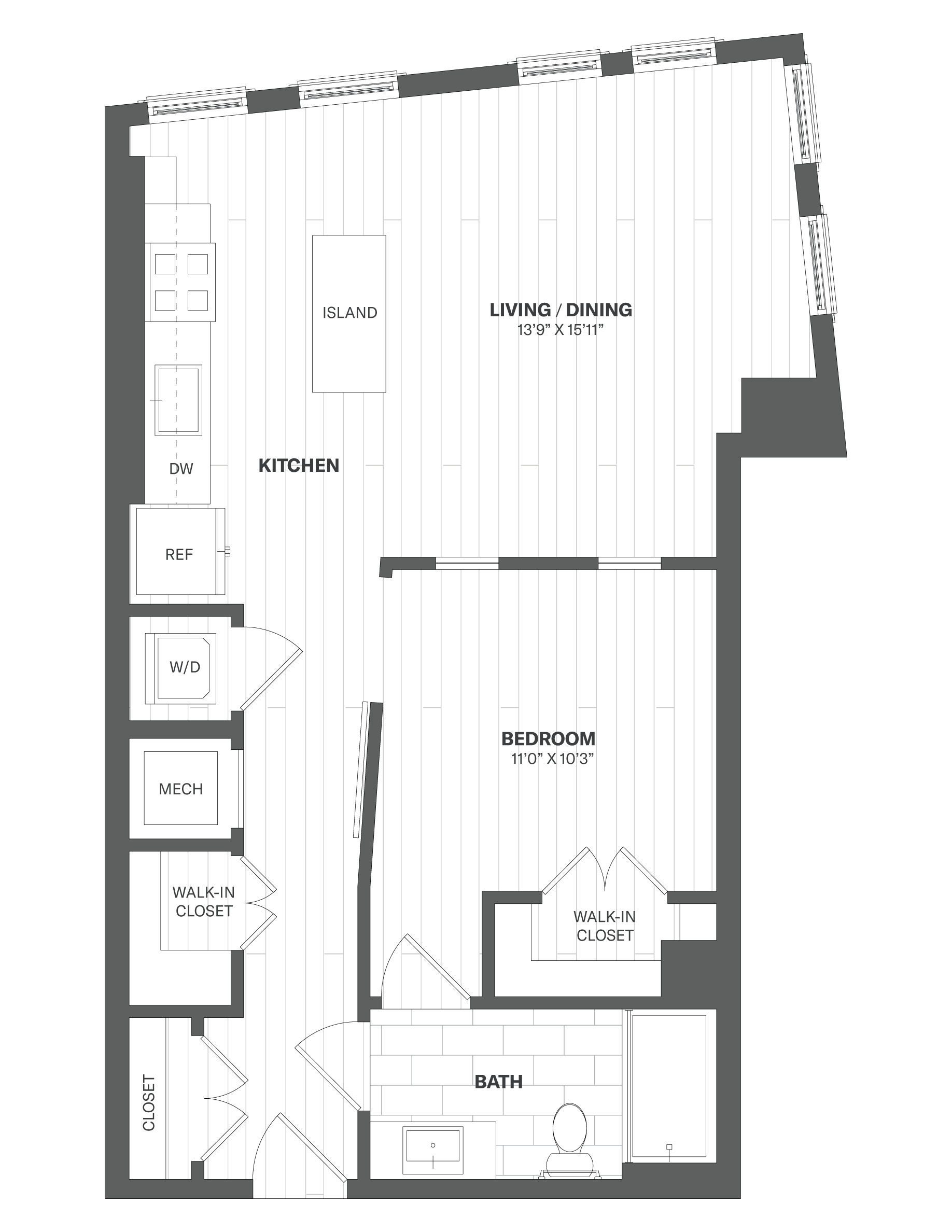 1D1 - 1 Bed/1 Bath floor plan