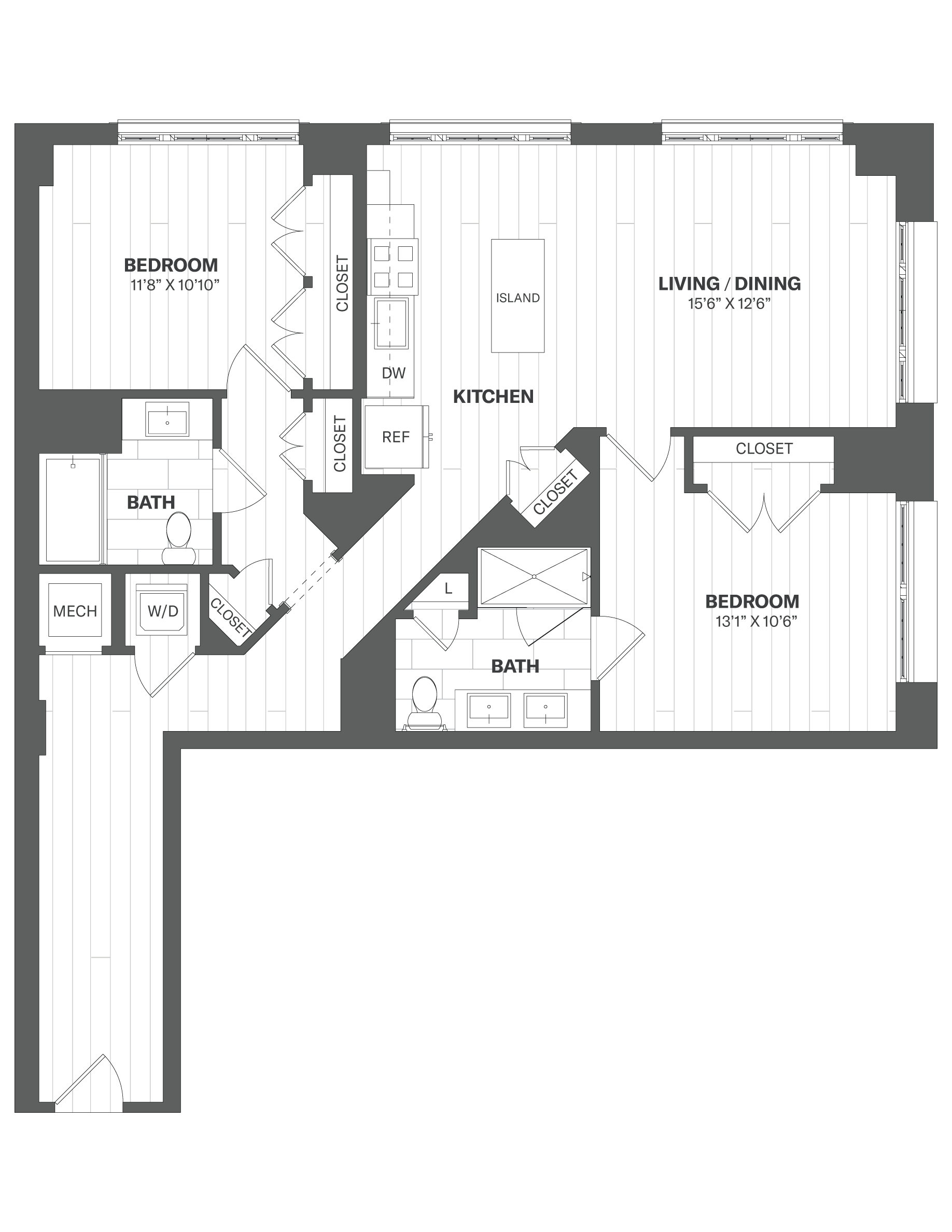 2E2 - 2bed/2bath floor plan