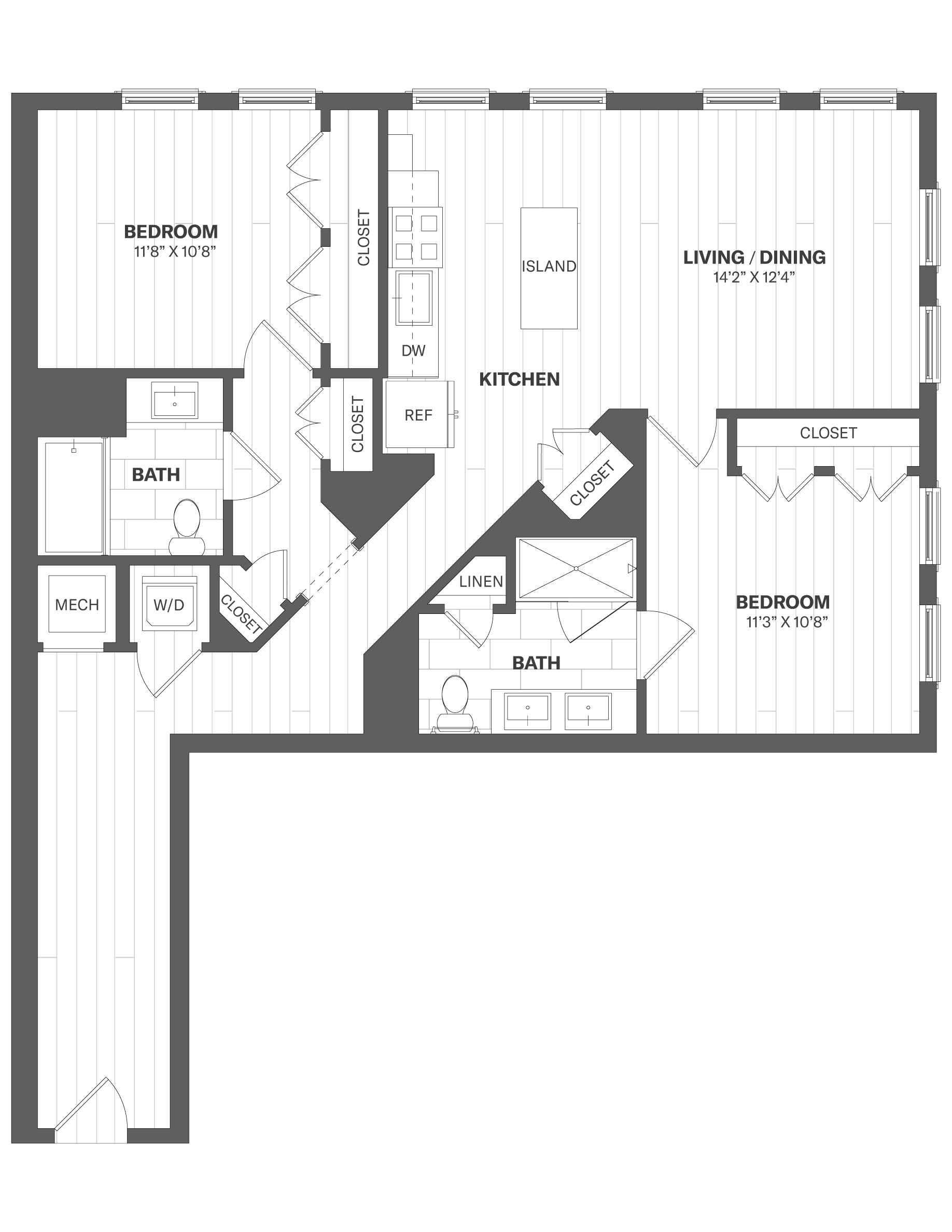 2E - 2 Bed/2 Bath floor plan