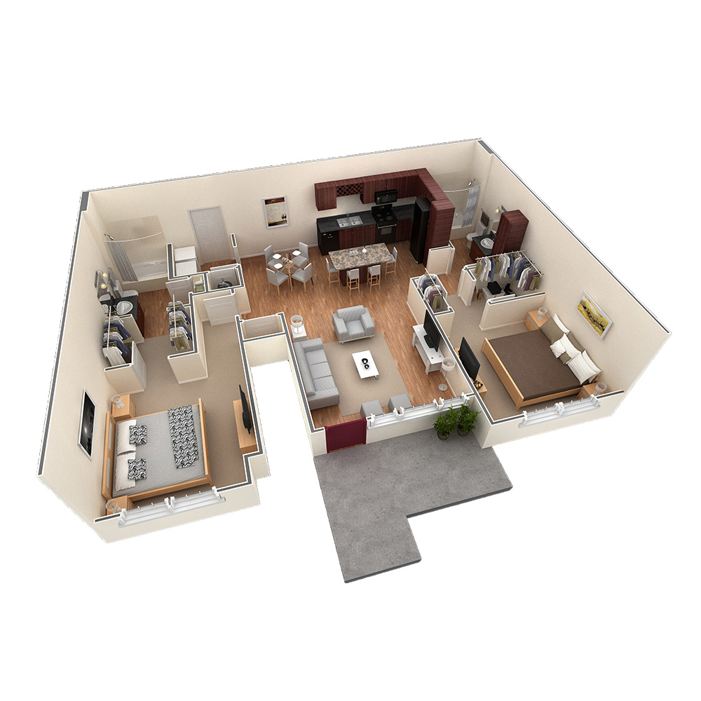 2 BR Grand Courtyard floor plan