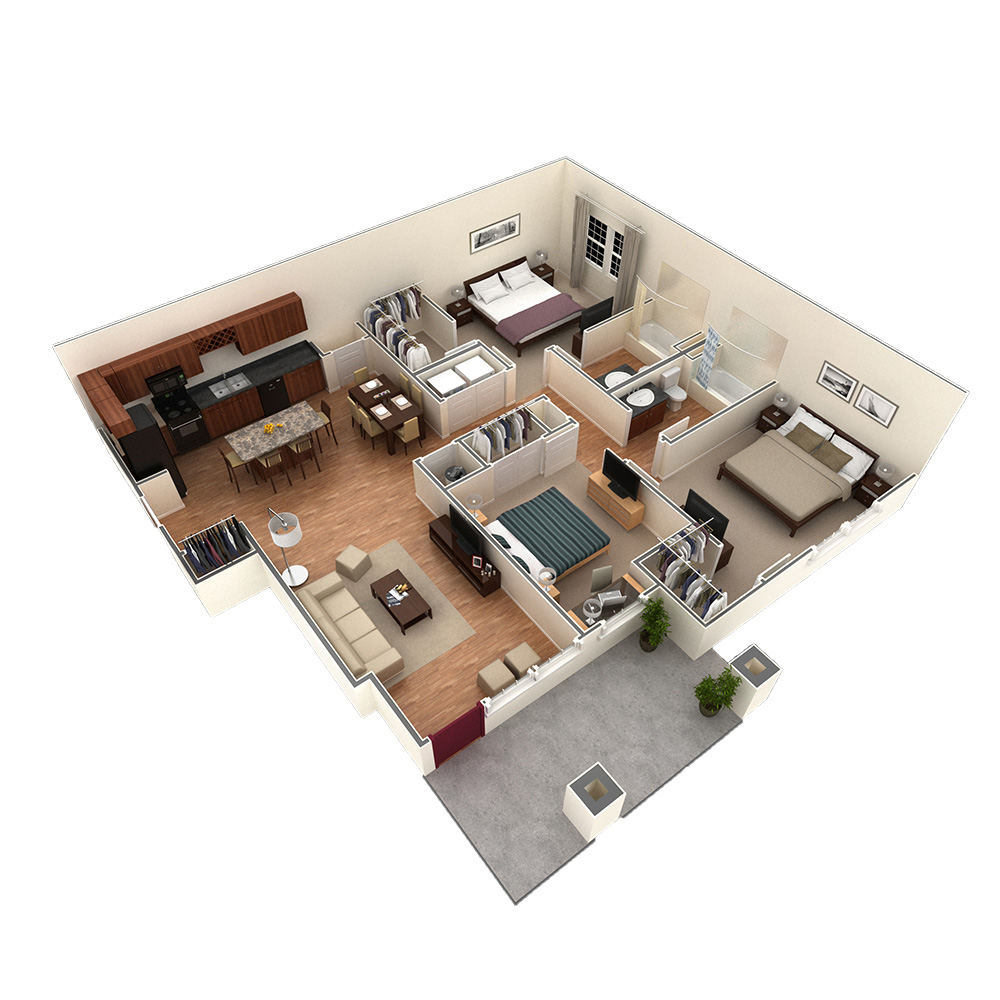 3 BR Grand Courtyard floor plan