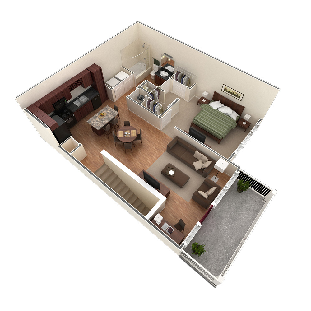 1 BR Designer Overlook floor plan