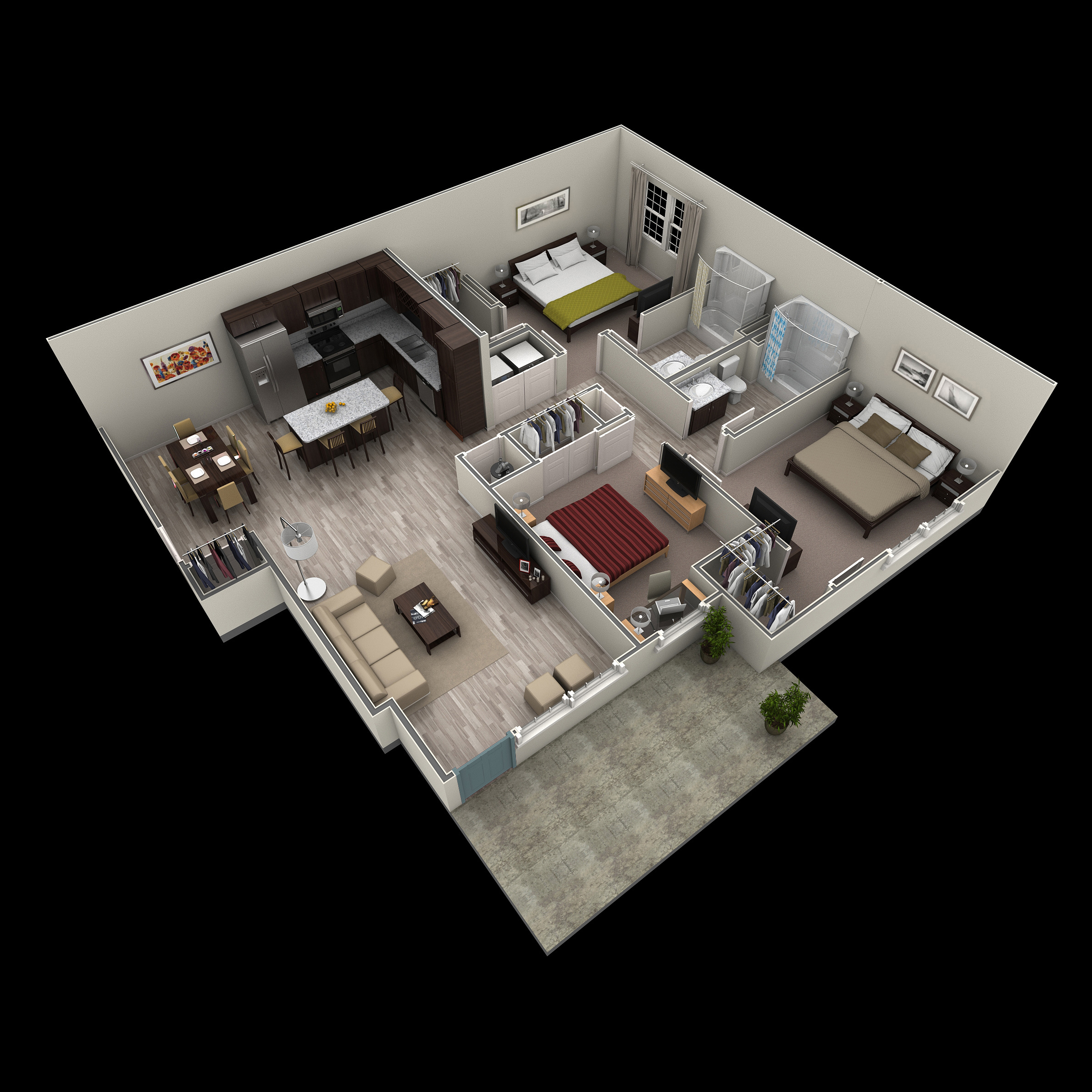 3 BR Grand Courtyard floor plan