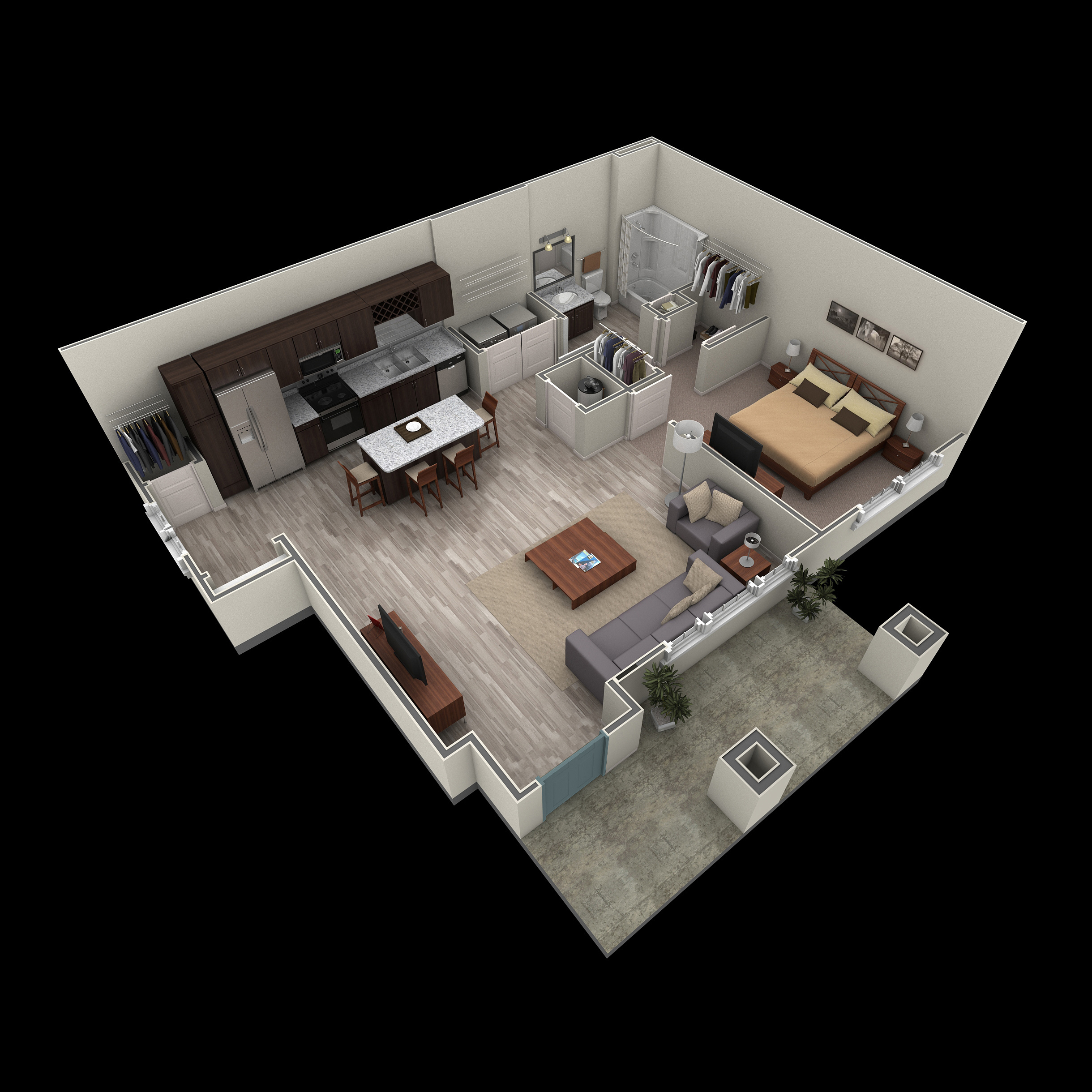 1 BR Grand Courtyard floor plan
