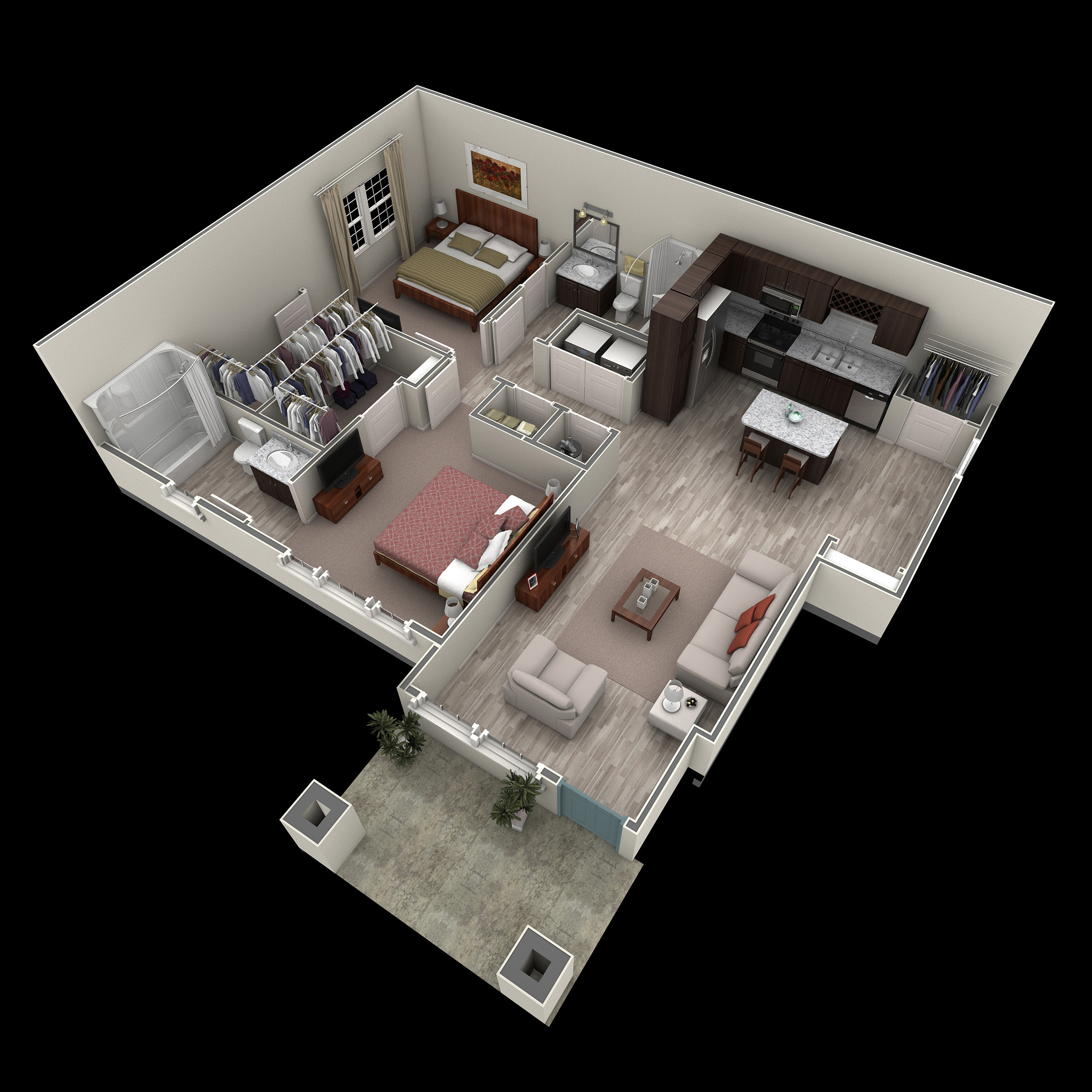 2 BR Designer Courtyard floor plan