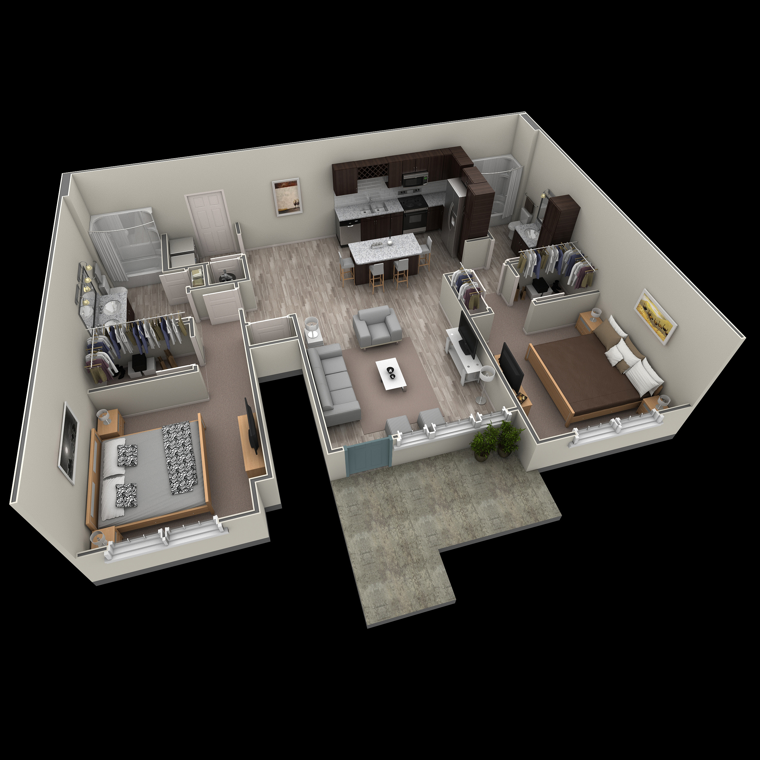 2 BR Grand Courtyard floor plan