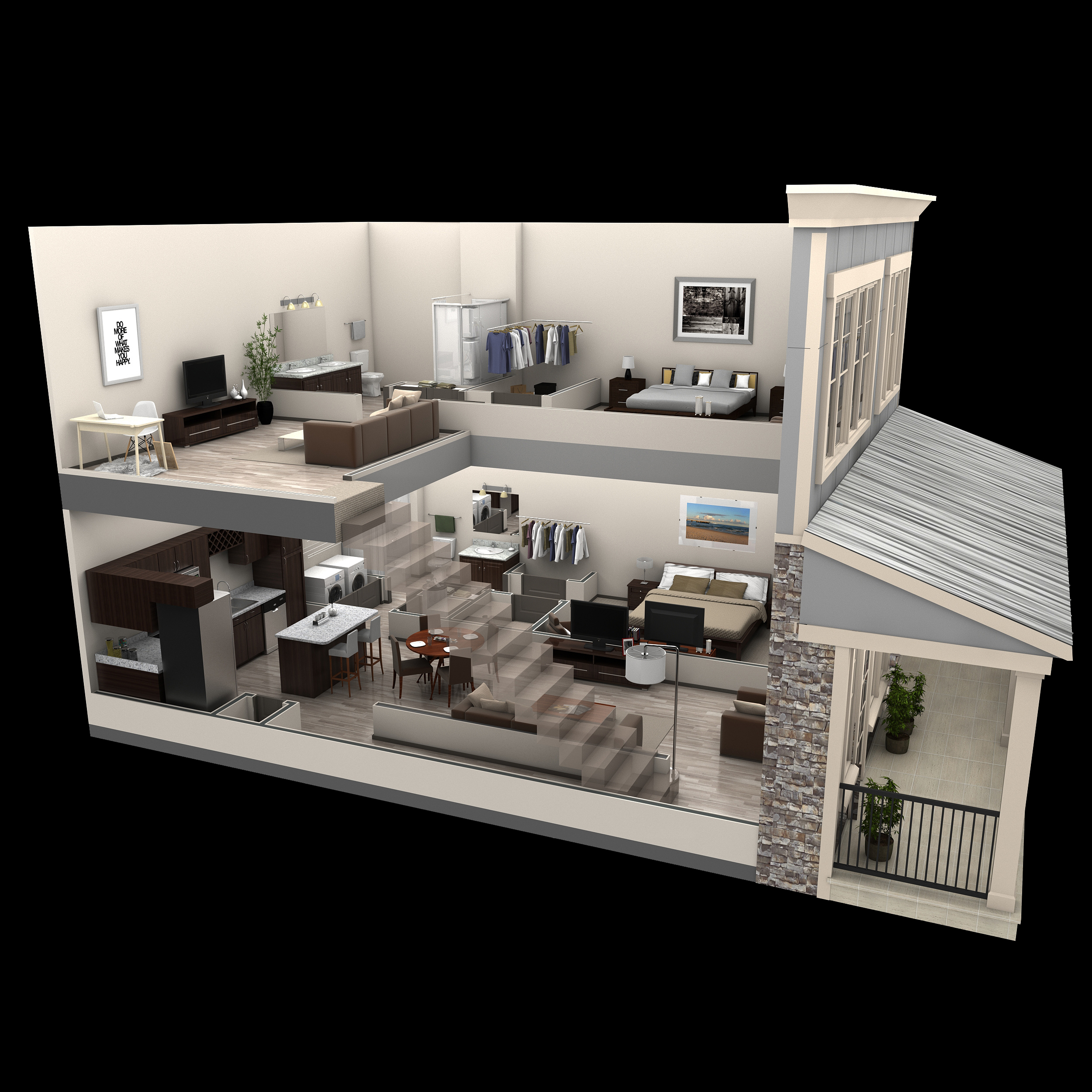 2 BR Designer Loft floor plan