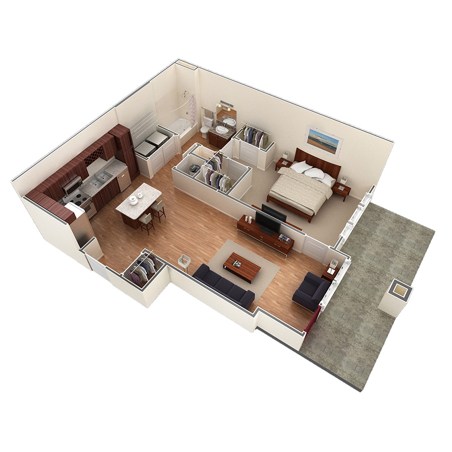 1 BR Designer Courtyard Garage floor plan