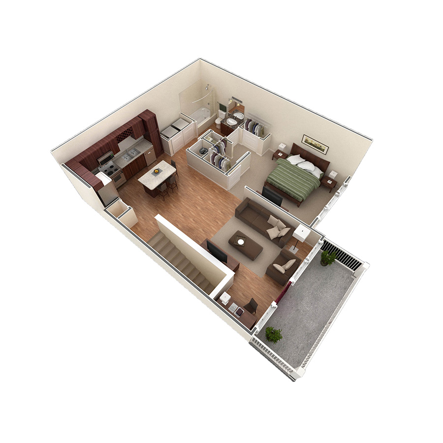 1 BR Designer Overlook floor plan