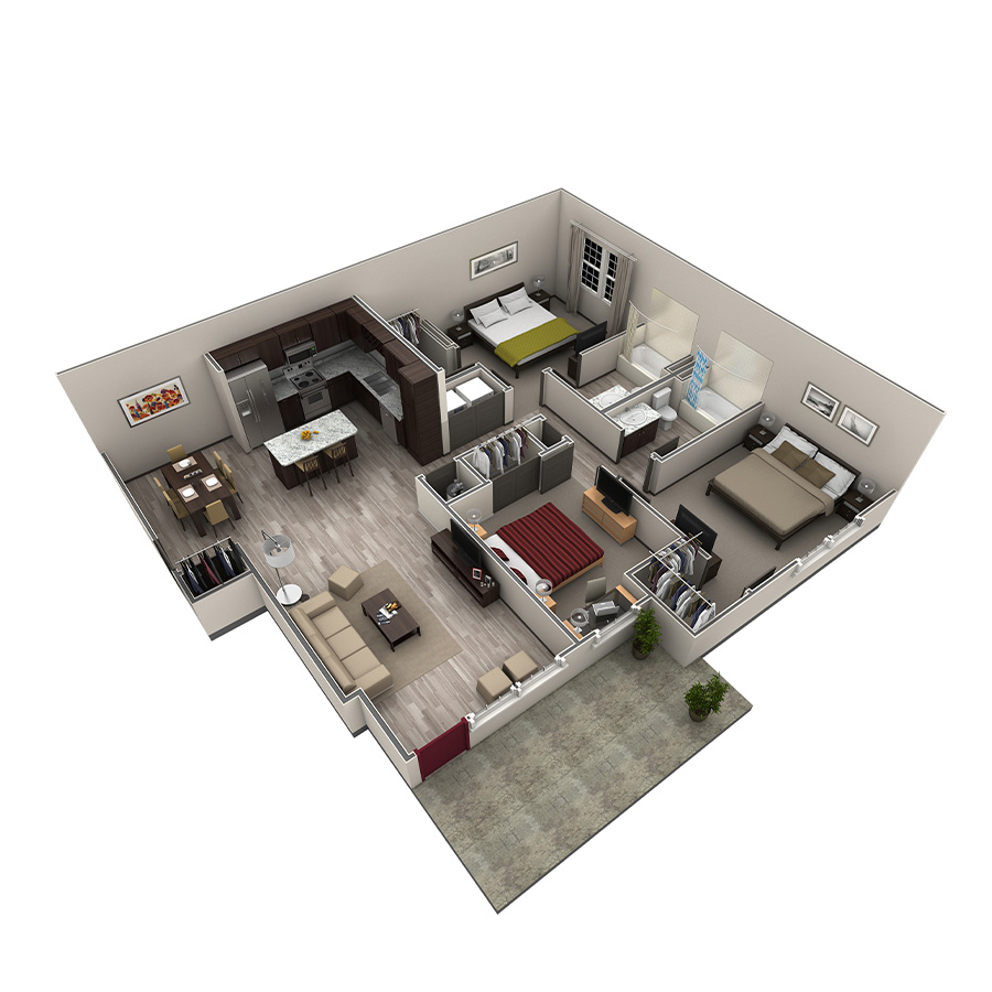3 BR Grand Courtyard floor plan