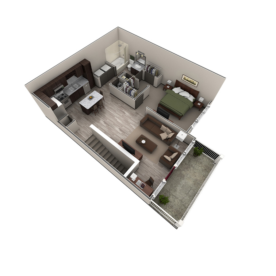 1 BR Designer Overlook floor plan