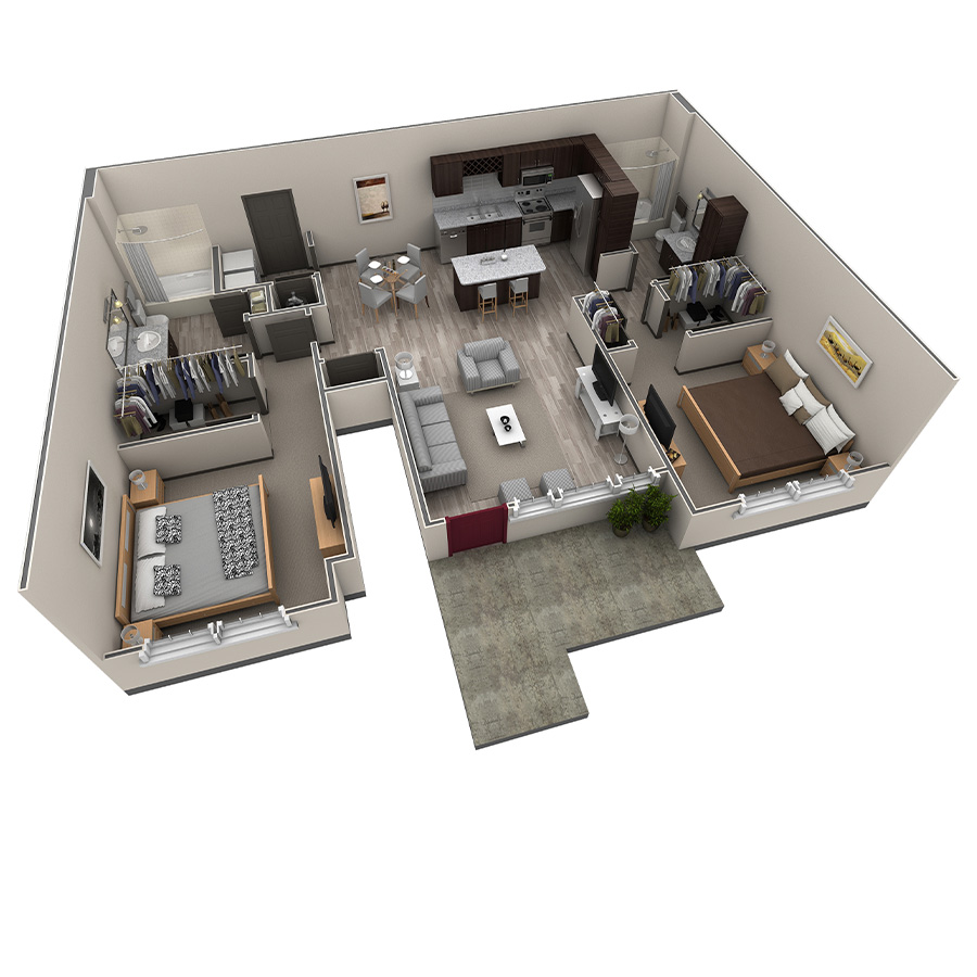 2 BR Grand Courtyard floor plan