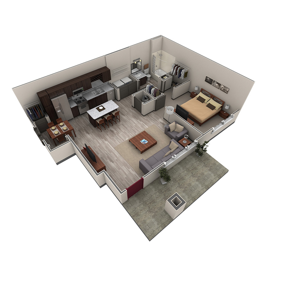 1 BR Grand Courtyard floor plan