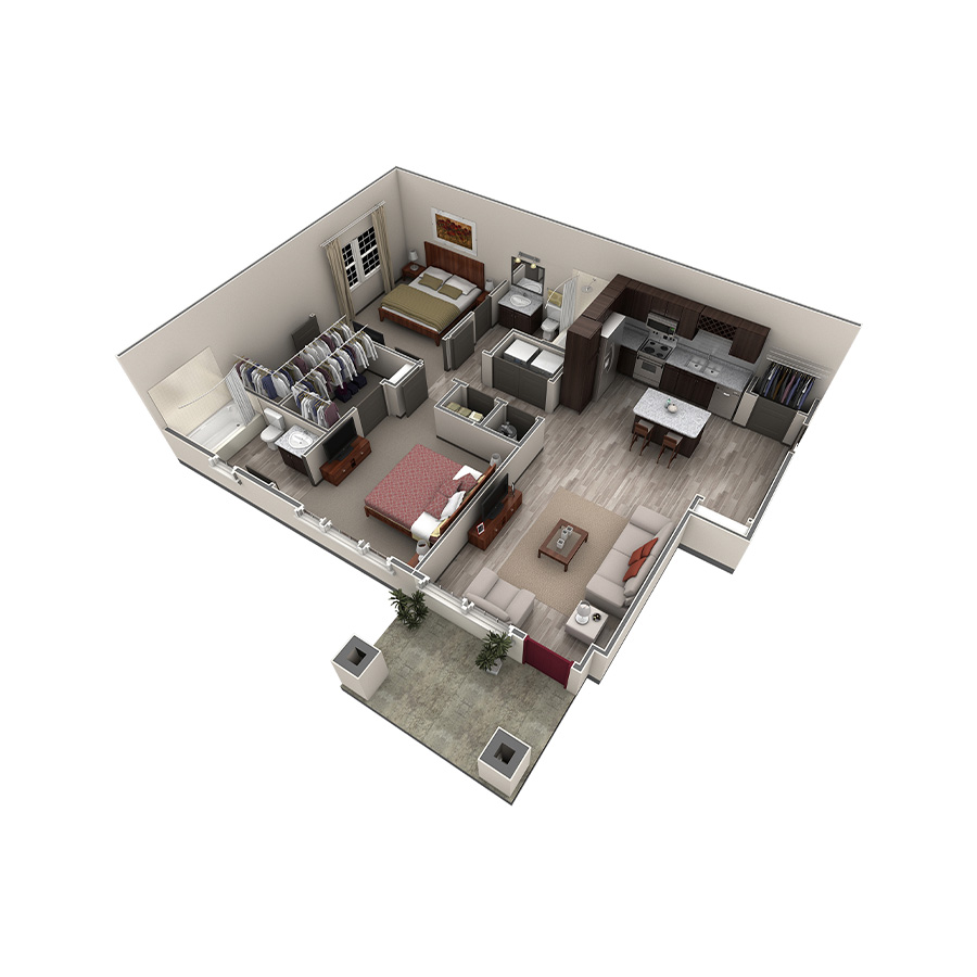 2 BR Designer Courtyard floor plan