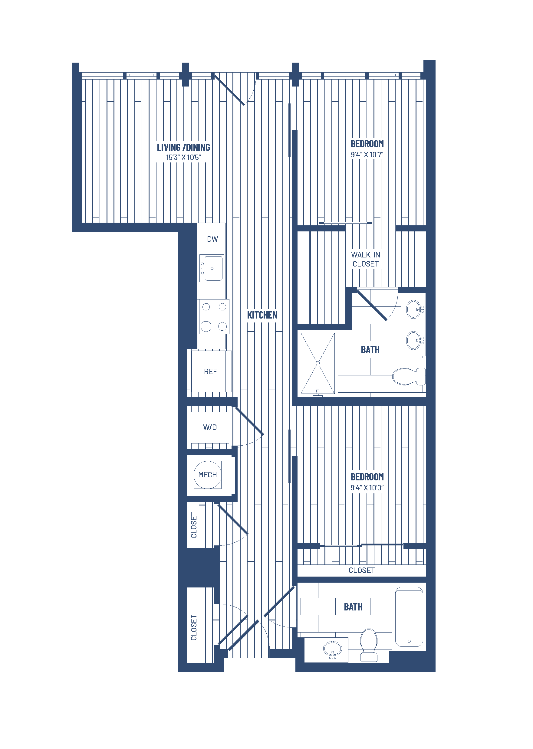 2 Bed/2 Bath Junior-HJR2B  x02 floor plan