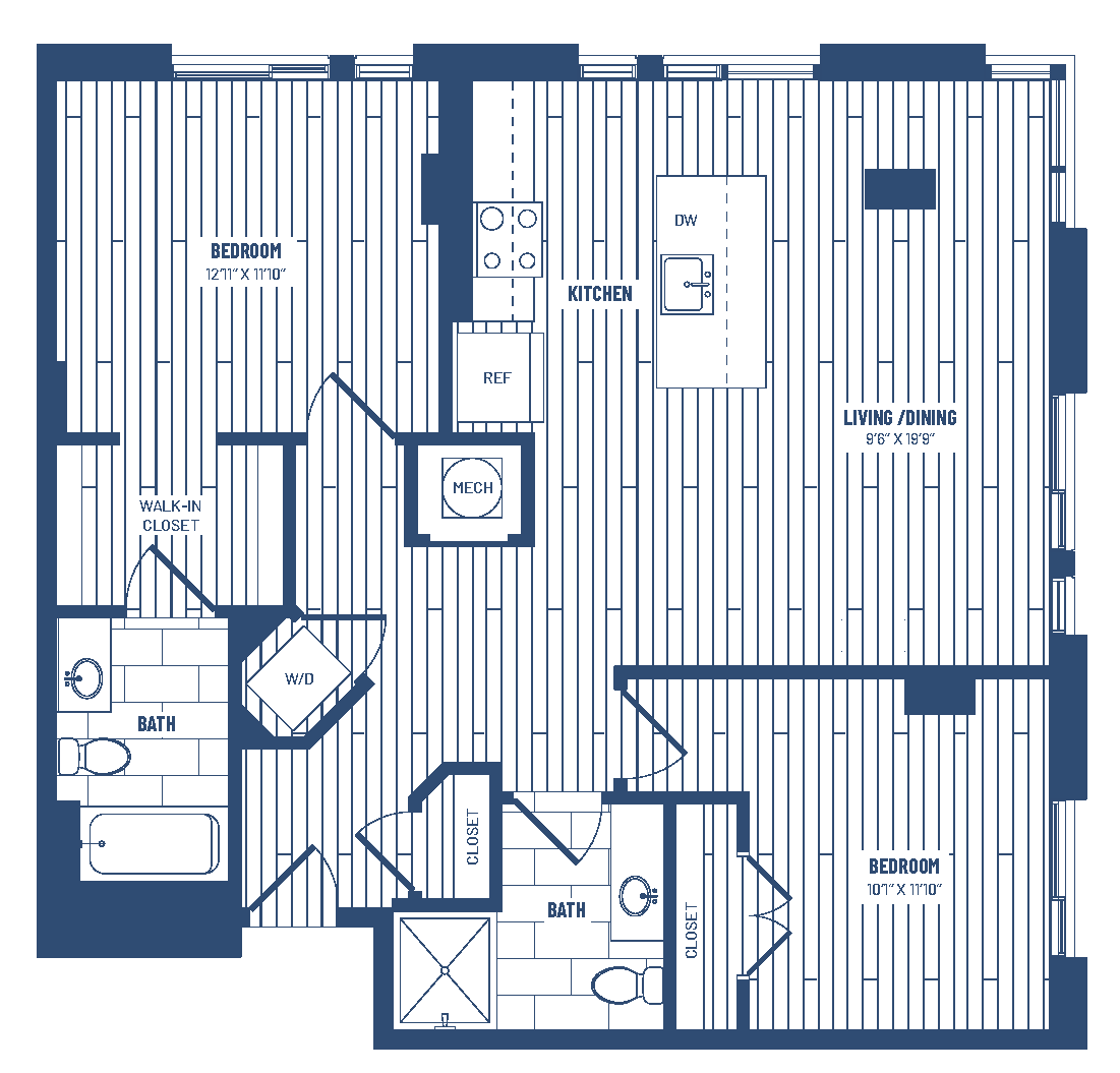 2 Bed/2 Bath-H2E floor plan