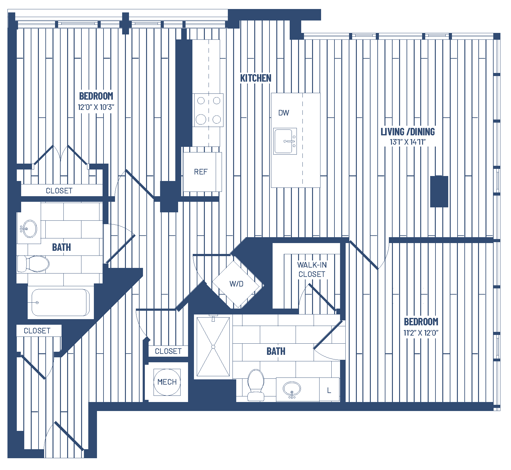 2 Bed/2 Bath-H2C floor plan