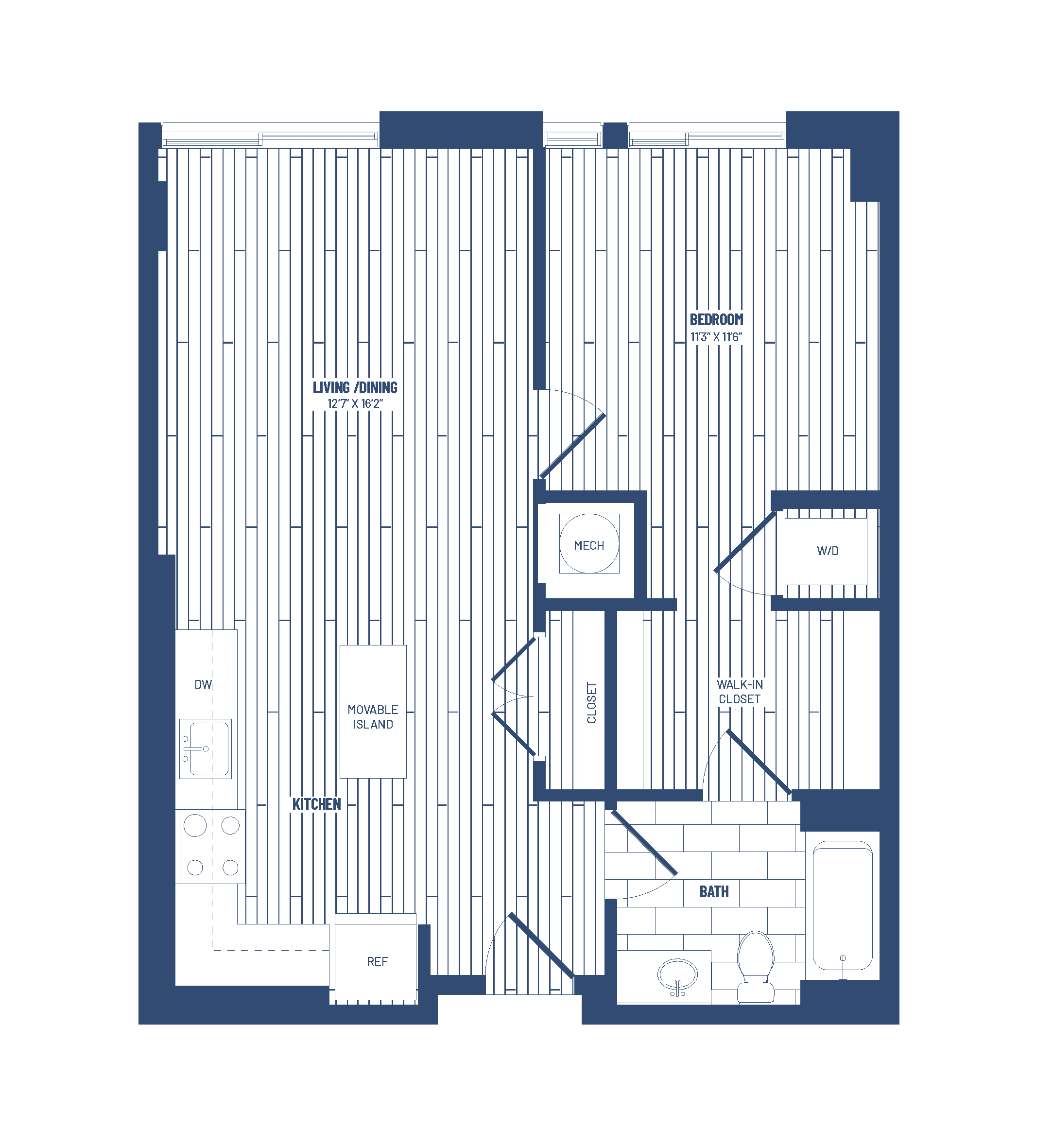 1 Bed/1 Bath-H1A floor plan