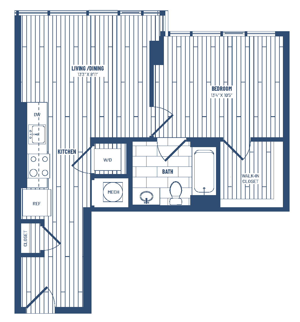 1 Bed/1 Bath-H1C floor plan