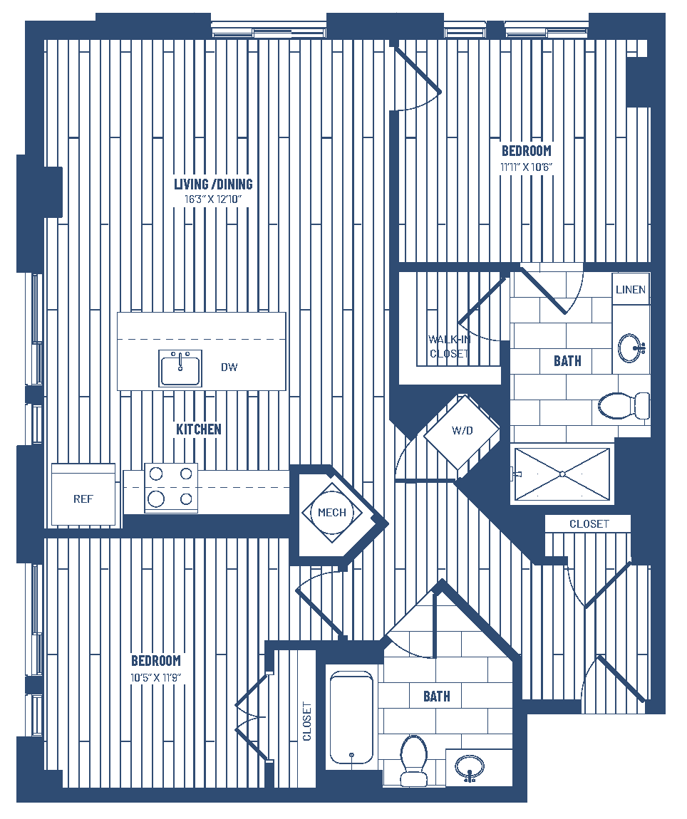 2 Bed/2 Bath-H2B floor plan