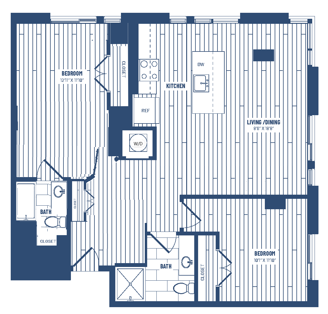2 Bed/2 Bath-H2E-ADA floor plan