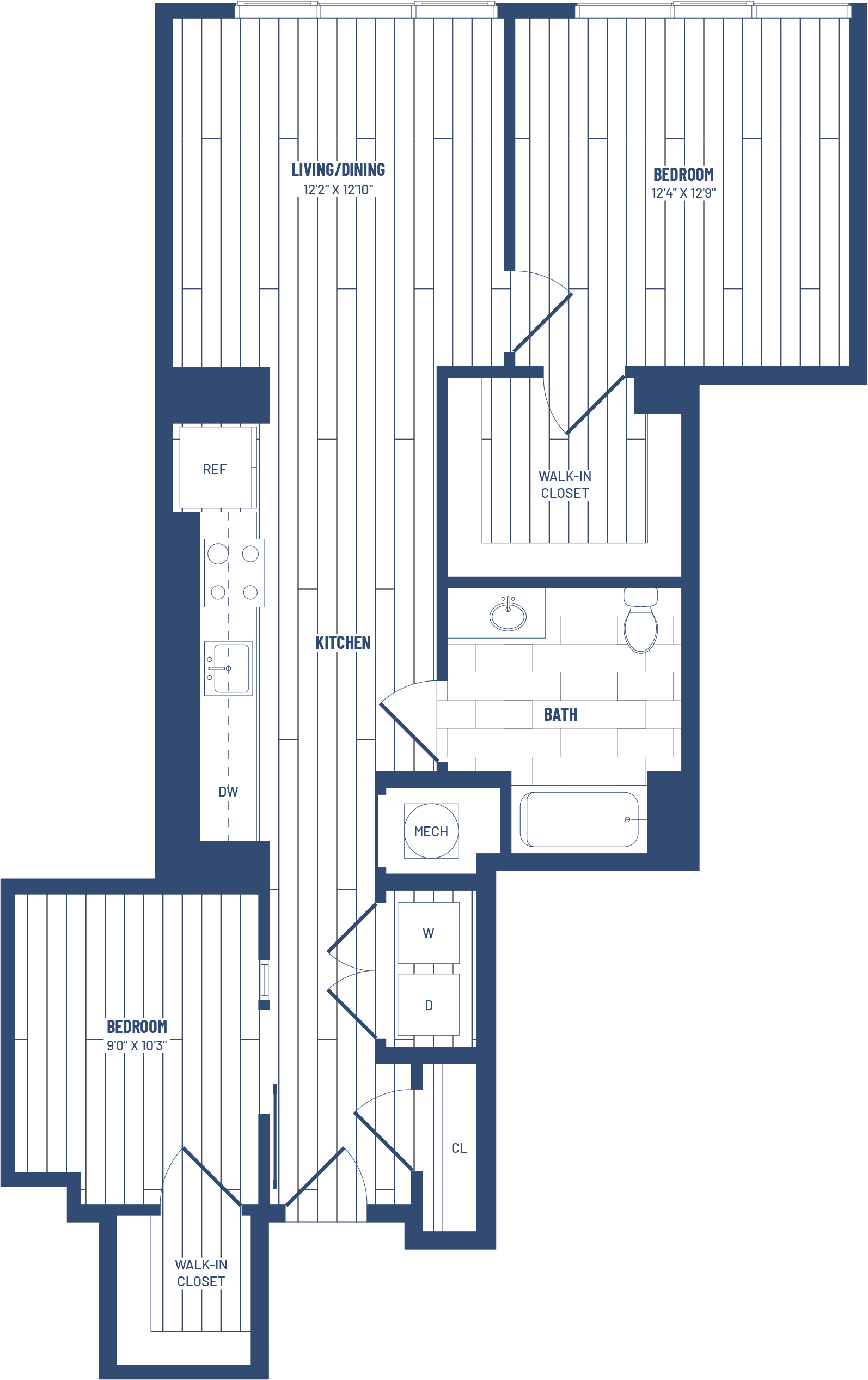 2 Bed/2 Bath Junior-H-207 floor plan