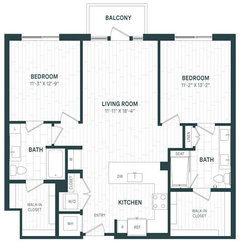 2 Bed/2 Bath-C01 floor plan