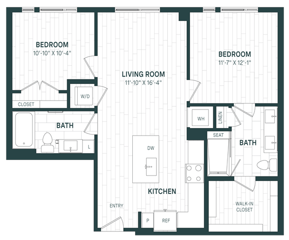 2 Bed/2 Bath-C01b-P floor plan
