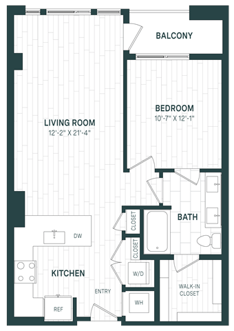 1 Bed/1 Bath-A11-P I floor plan