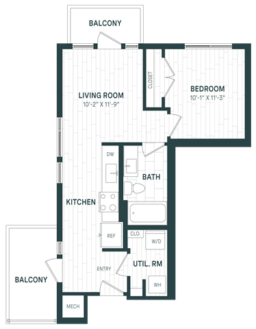 1 Bed/1 Bath-A08b floor plan