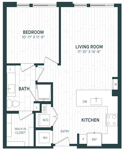 1 Bed/1 Bath-A10U floor plan