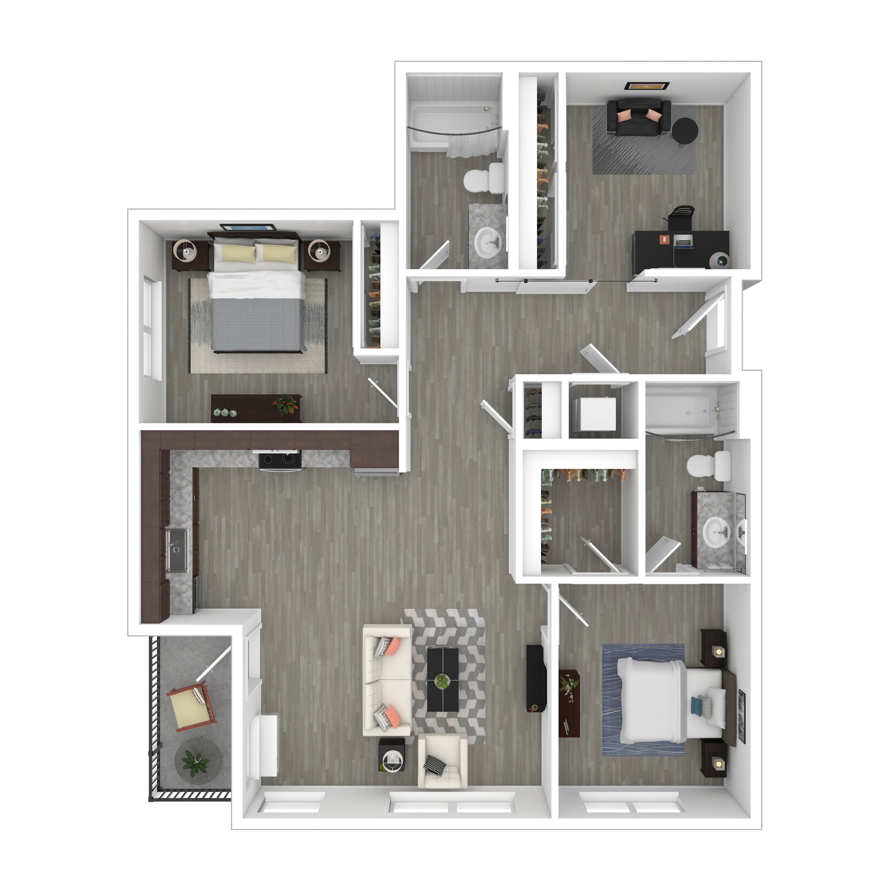 B3 + Den floor plan