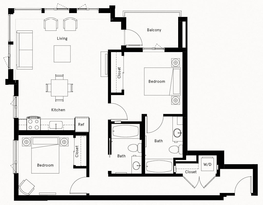 2 Bed/2 Bath-A2 floor plan