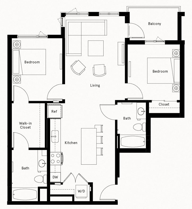 2 Bed/2 Bath-B2 floor plan