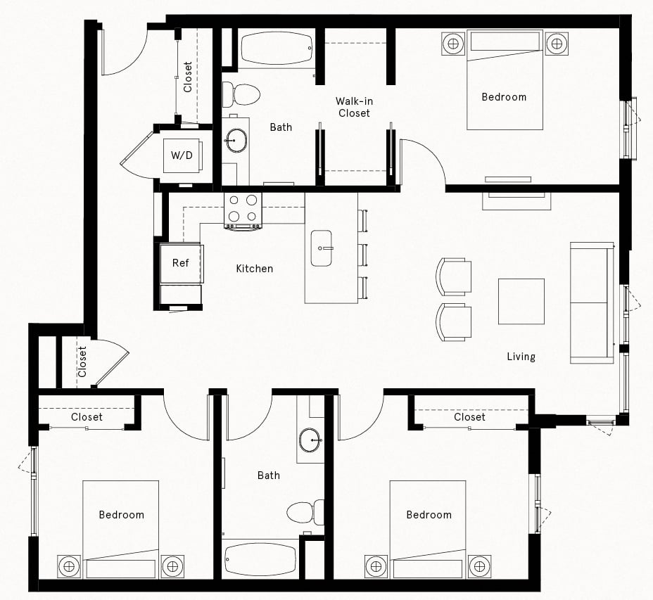 3 Bed/2 Bath-A1 floor plan