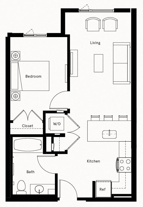 1 Bed/1 Bath-D1 floor plan