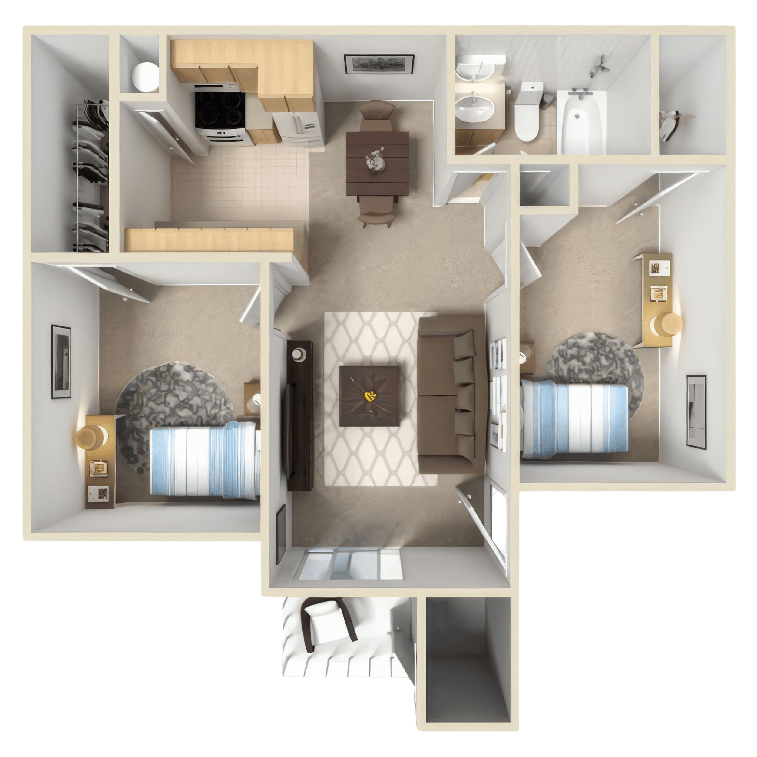 Two Bedroom One Bath floor plan