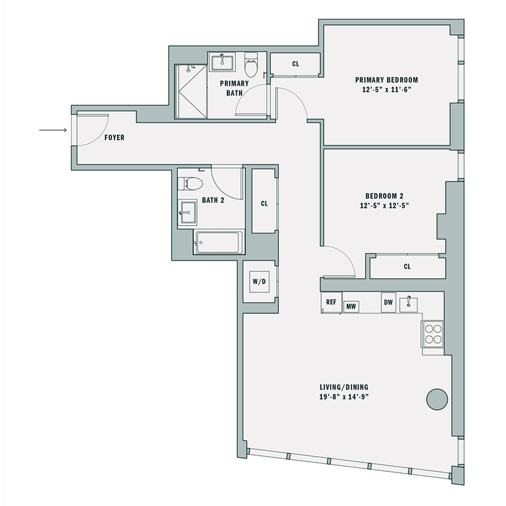 2 Bedroom 2 Bathroom floor plan