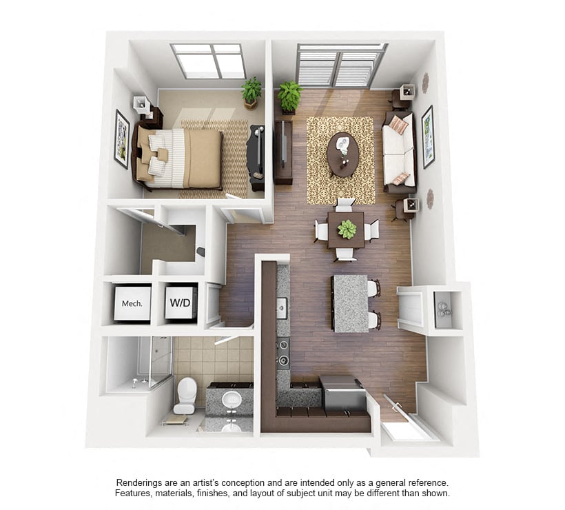 1 Bed/1 Bath-A03 floor plan