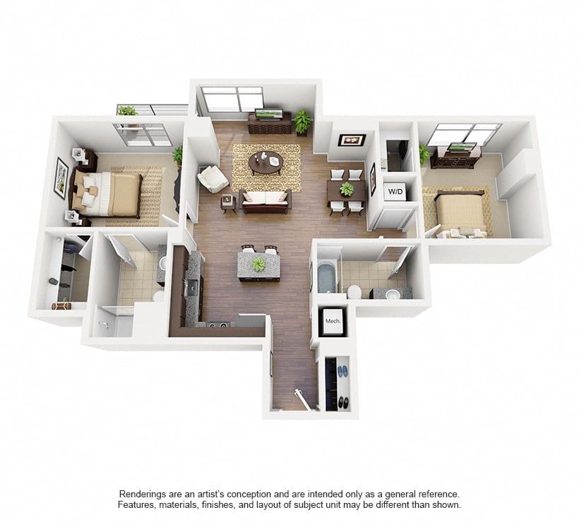 2 Bed/2 Bath-C08 floor plan