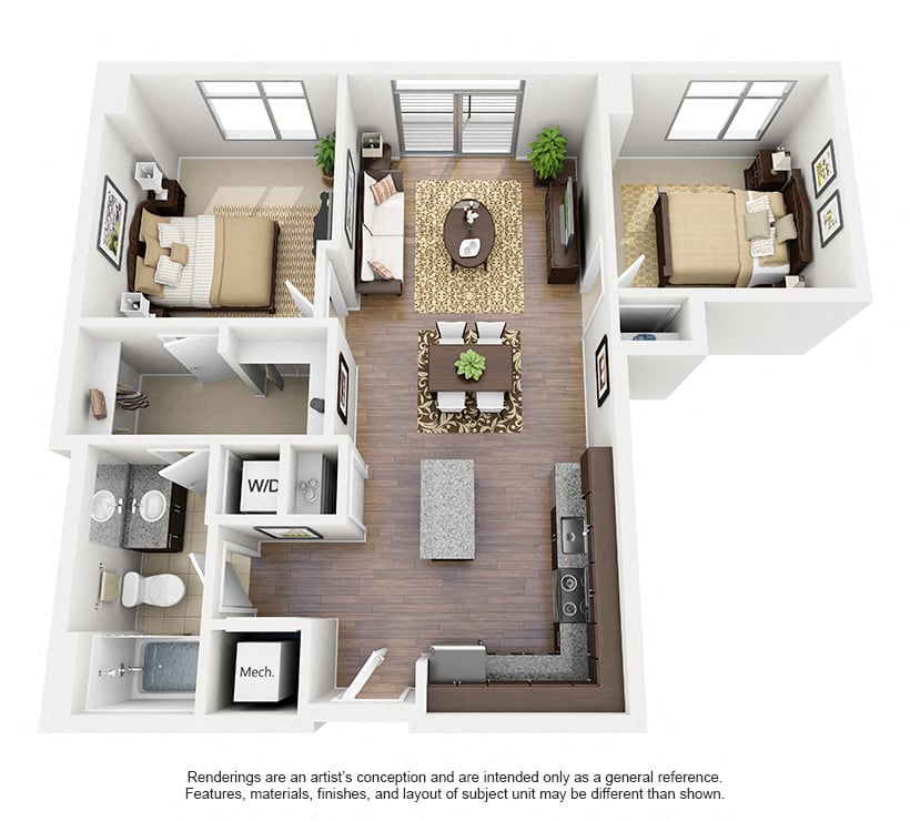 1 Bed/1 Bath Den-B01 floor plan