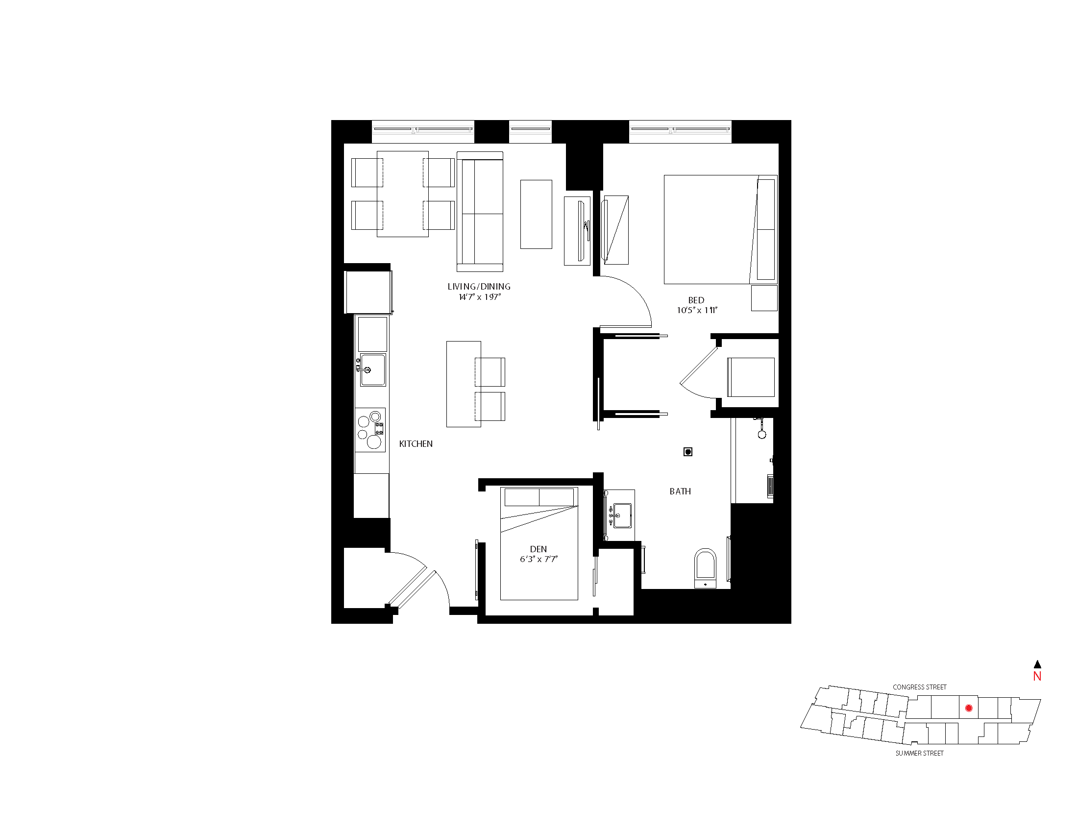 1-DA floor plan