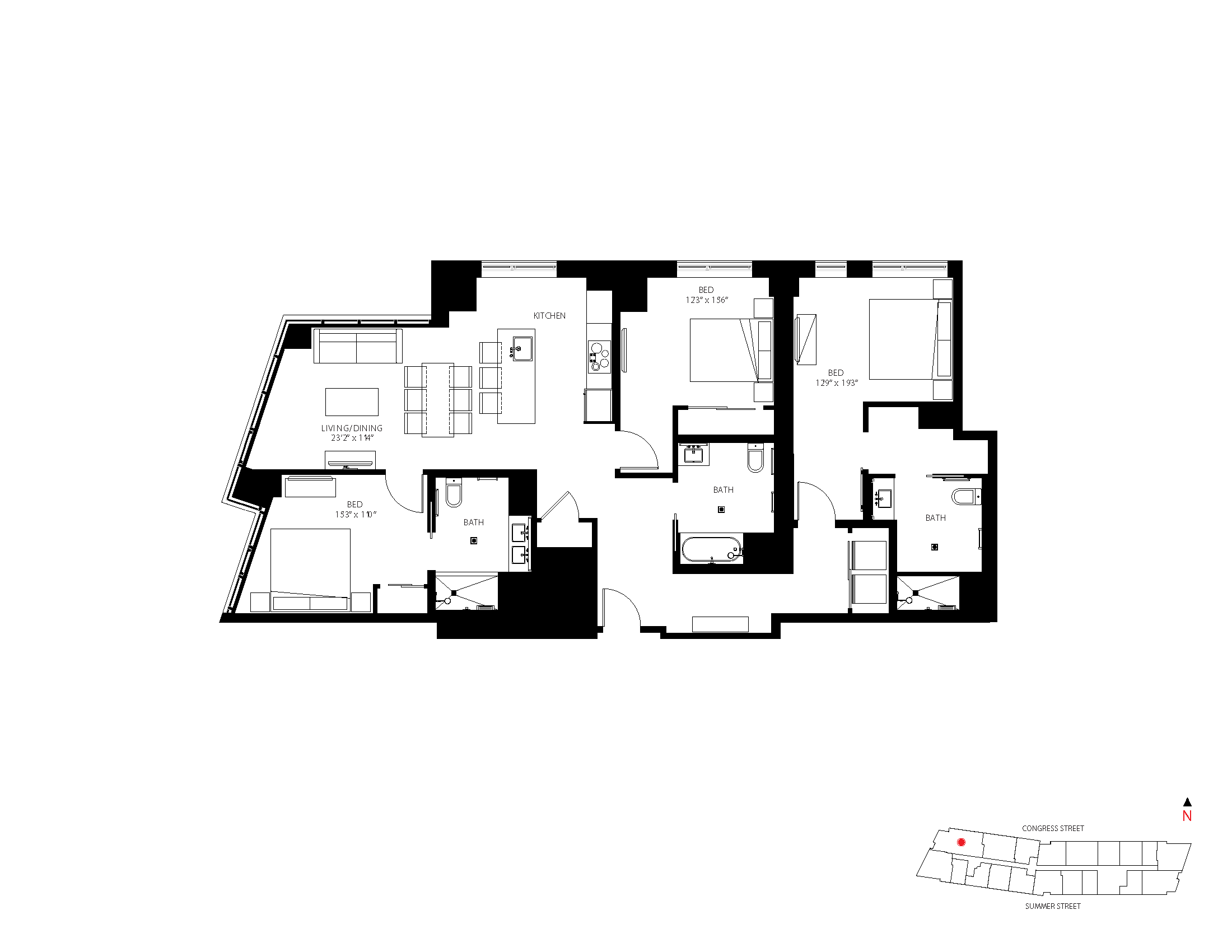 3-BA floor plan