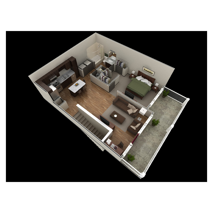 1 BR Designer Overlook floor plan