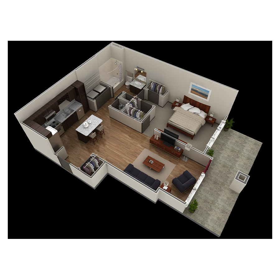 1 BR Designer Courtyard floor plan