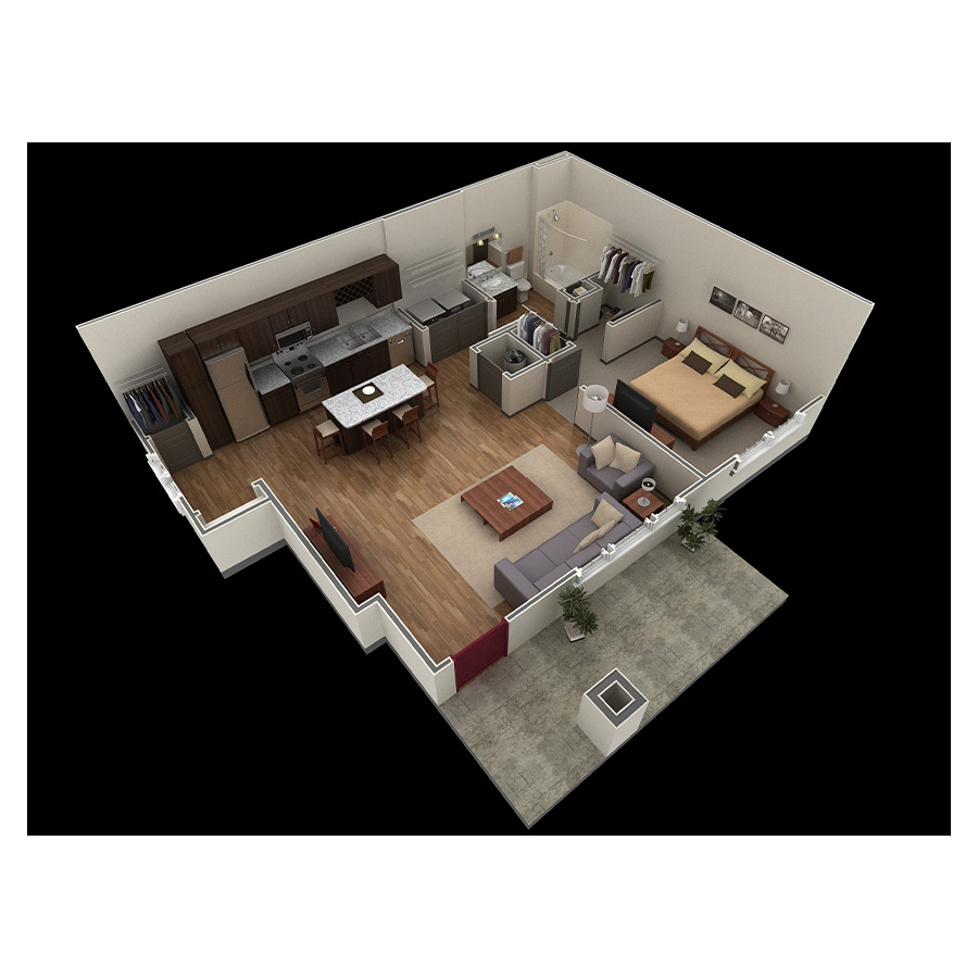 1 BR Grand Courtyard floor plan