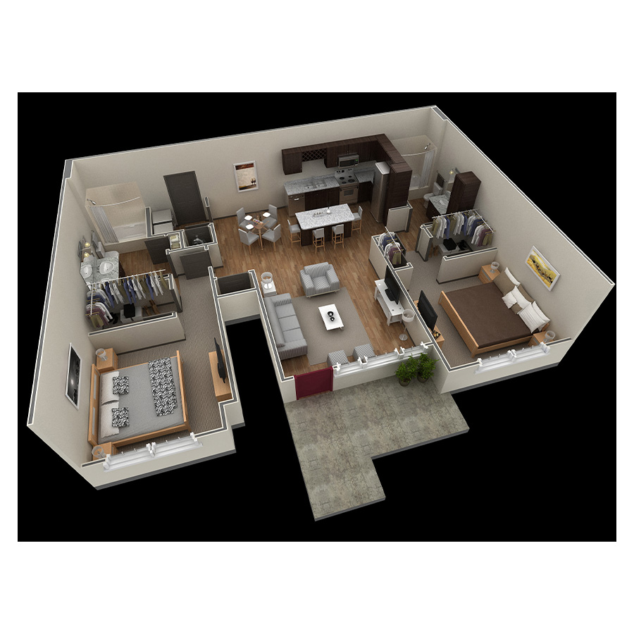 2 BR Grand Courtyard Garage floor plan