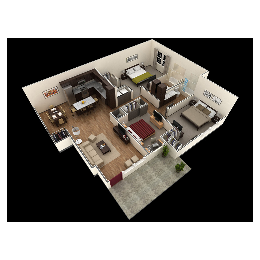 3 BR Grand Courtyard Garage floor plan