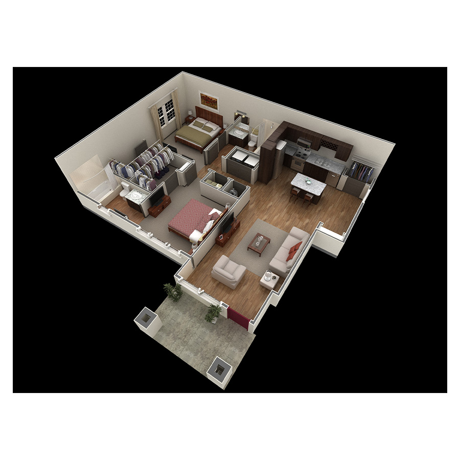 2 BR Designer Courtyard floor plan