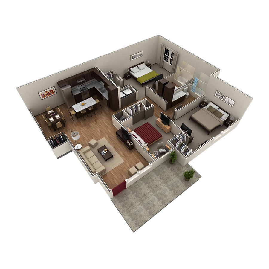 3 BR Grand Courtyard floor plan